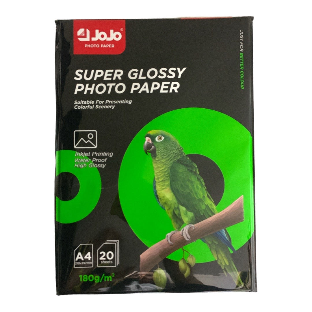 Jojo Super Glossy Photo Paper 180 g 20 Pcs || ورق جوجو قلوسي ١٨٠  جرام ٢٠ ورقة