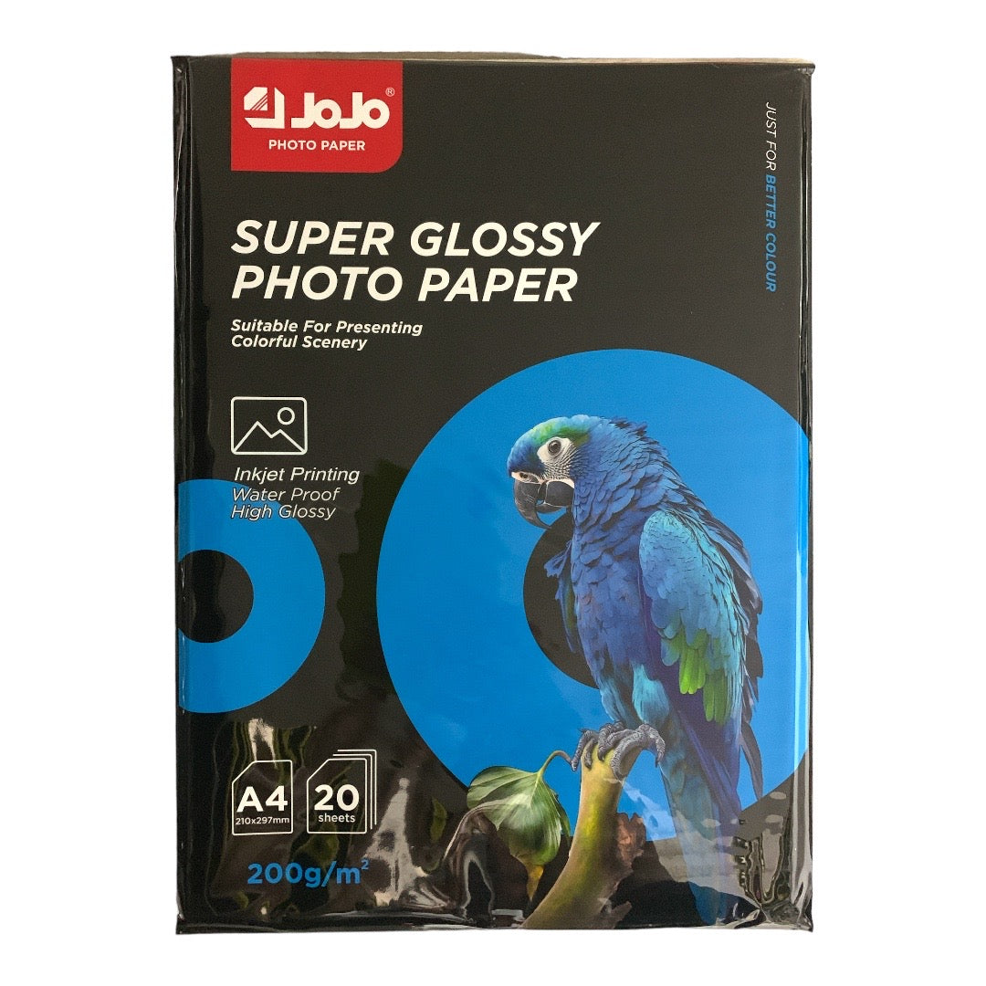 Jojo Super Glossy Photo Paper 200 g 20 Pcs || ورق جوجو قلوسي ٢٠٠  جرام ٢٠ ورقة