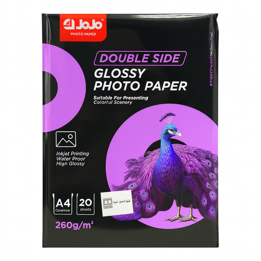 Jojo Double Side Glossy Photo Paper 260 gsm 20 pcs || ورق لامع جوجو لامع من الجهتين دبل جلوسي ٢٦٠  جرام عدد ٢٠ ورقة