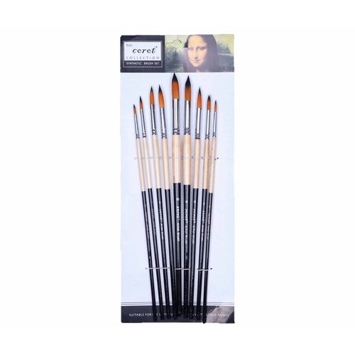 Corot Brush Set 9 pcs ||  فرش رسم كوروت 9 فرش راس مدور