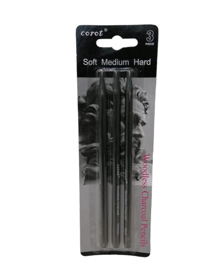 Charcoal Pencil Set Corot || اقلام فحم اسود ٣ حبة