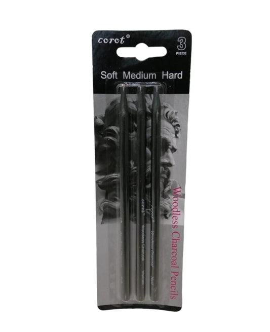 Charcoal Pencil Set Corot || اقلام فحم اسود ٣ حبة