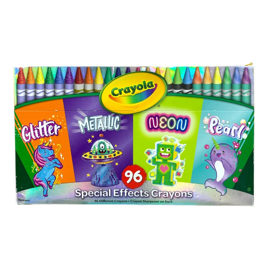Crayola 96 Special Effects Crayons Glitter, Metallic, Neon & Pearl || الوان شمعية كرايولا ٩٦ لون قلتر و ميتاليك و نيون