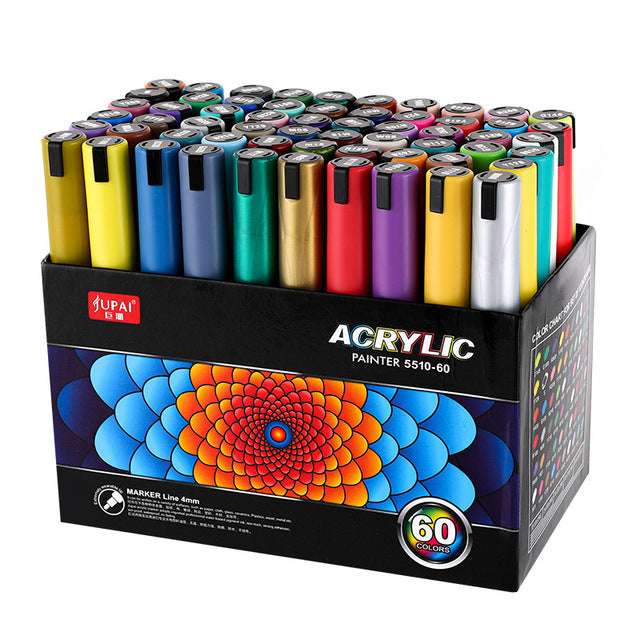 Jubai Acrylic Marker Line 4mm 60 color ||  اقلام اكريلك ماركر 4مم 60 لون⁩