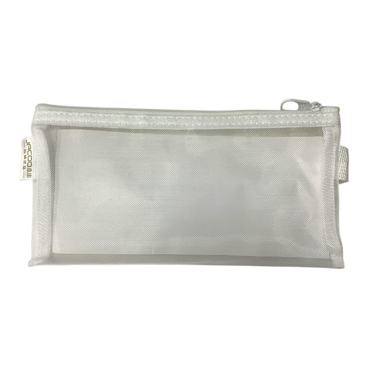 White Pencil Case Pouch File Zipper Mesh Style || مقلمة سحاب ملف لون ابيض
