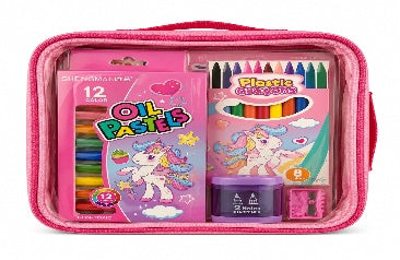 Kids Stationery Set in Pencil Case - Pink || طقم قرطاسية أطفال في مقلمة - وردي