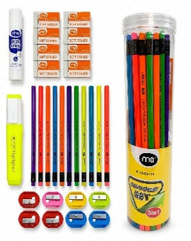 Stationery Set - 30 Pieces, Clear Drum - Version 2 || طقم قرطاسية 30 قطعة درام شفاف - إصدار 2