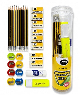 Stationery Set - 30 Pieces, Clear Drum - Version 3 || طقم قرطاسية 30 قطعة درام شفاف - إصدار 3