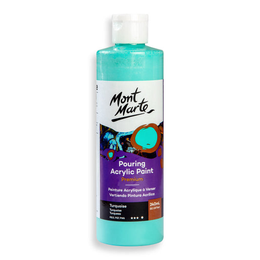 Mont Marte Premium Pouring Acrylic Paint 240ml for Fluid Art Turquoise || الوان سكب اكريليك مونت مارت حجم ٢٤٠ مل لون تركواز