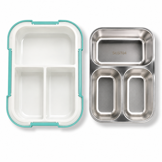 Lunch Box Stainless Steel 3 Section Pink || لانش بوكس ستيل 3 اقسام وردي