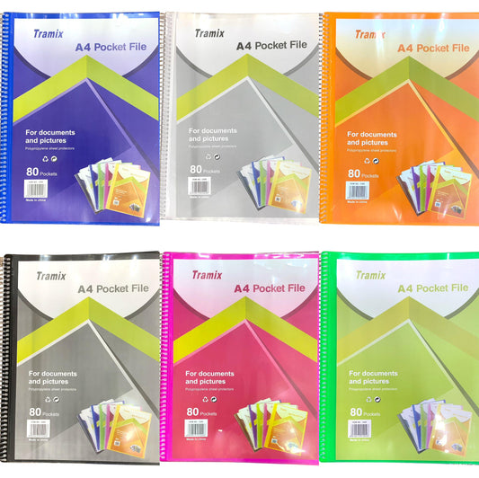 A4 Pocket File 80 Pockets Assorted Colors || ملف جيوب الوان متنوعة عدد ٨٠ جيب