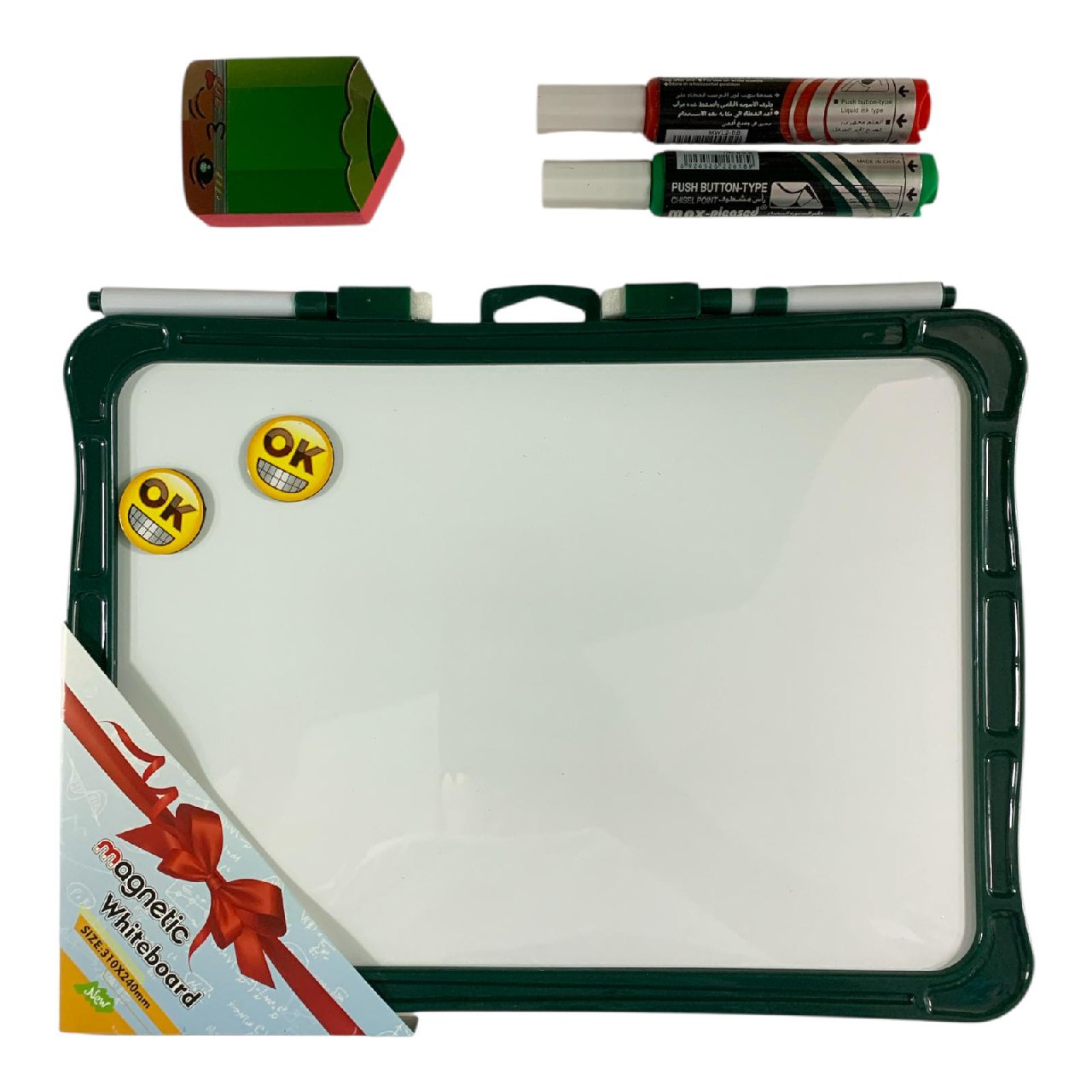 Magnetic Whiteboard Set with Markers & Eraser || مجموعة لوح أبيض مغناطيسي مع أقلام وممسحة