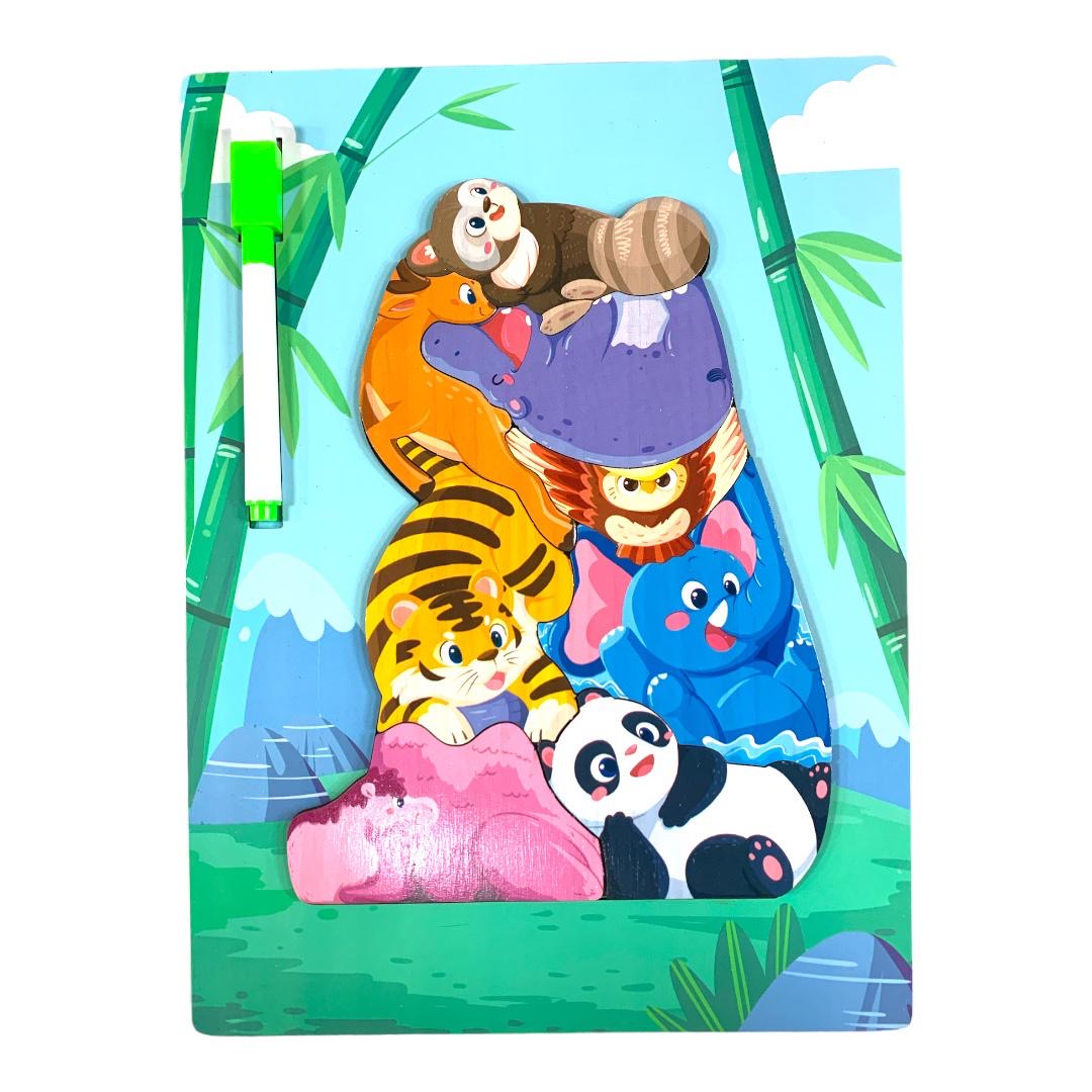 Jungle Animals Puzzle with Whiteboard || بازل مع سبورة بيضاء الحيوانات الغابة