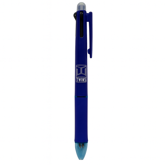 A&T Twins 4 Color Erasable Pen + Pencil Navy Color || قلم حبر ماسح اربع الوان مع رصاص اي اند تي توينز لون كحلي