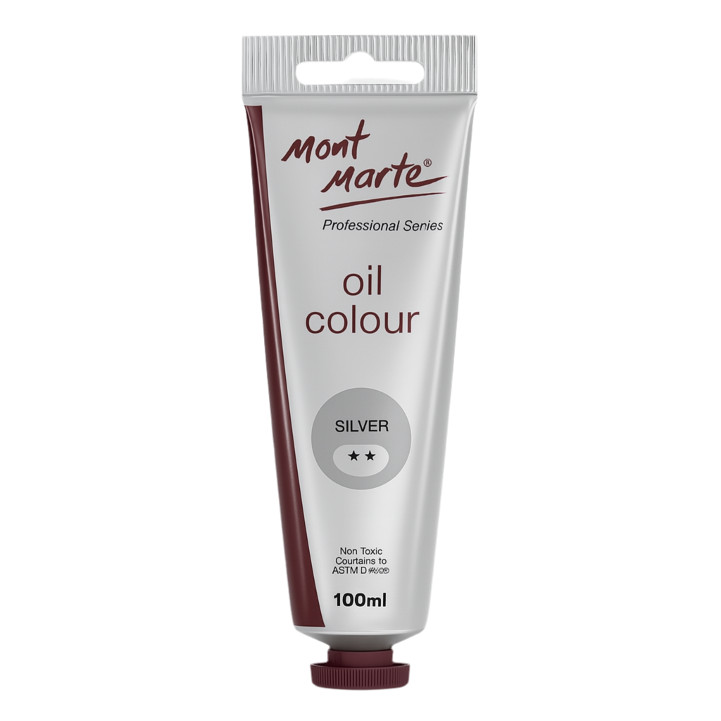 Mont Marte Premium Oil Paint 100 ml Silver  || الوان زيتية احترافية مونت مارت ١٠٠ مل لون فضي