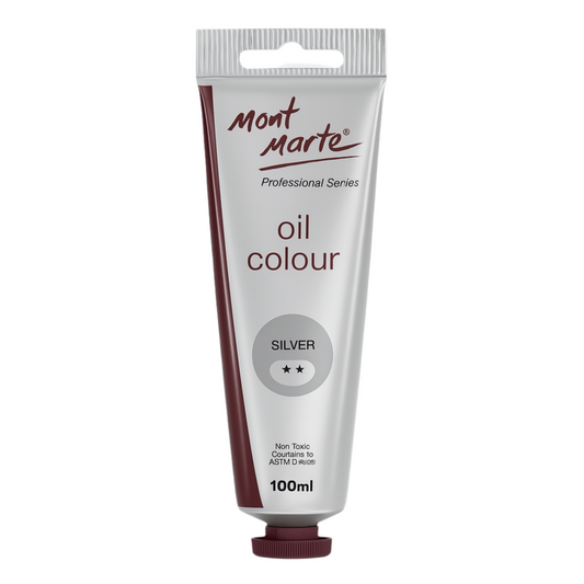 Mont Marte Premium Oil Paint 100 ml Silver  || الوان زيتية احترافية مونت مارت ١٠٠ مل لون فضي