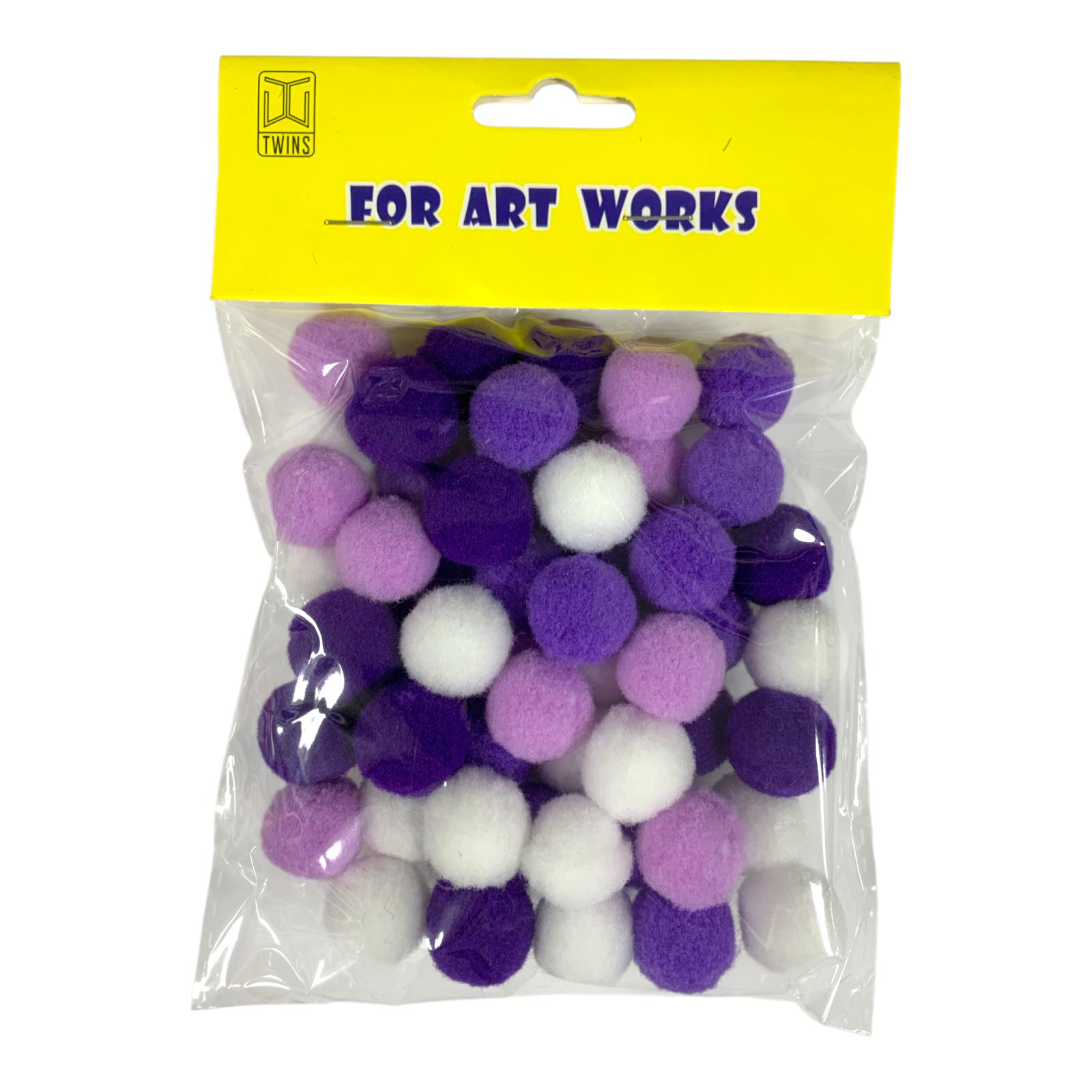 Purple & White Pom Poms Cotton Balls for Crafts || قطن بوم بوم لون ابيض و بنفسجي اشغال يدوية