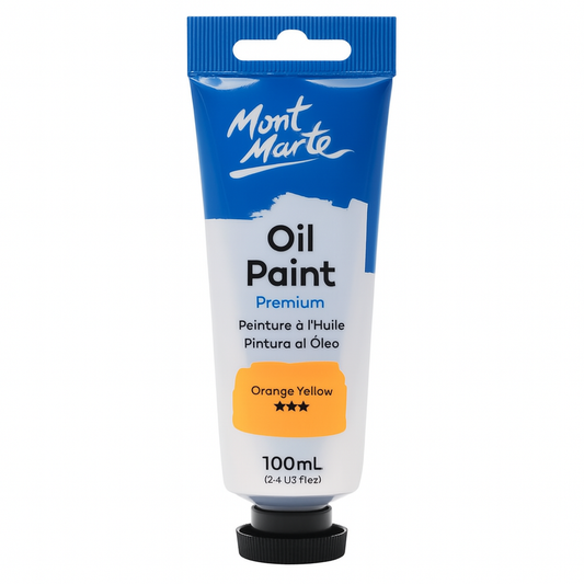 Mont Marte Premium Oil Paint 100 ml Orange Yellow  || الوان زيتية مونت مارت ١٠٠ مل لون برتقالي اصفر