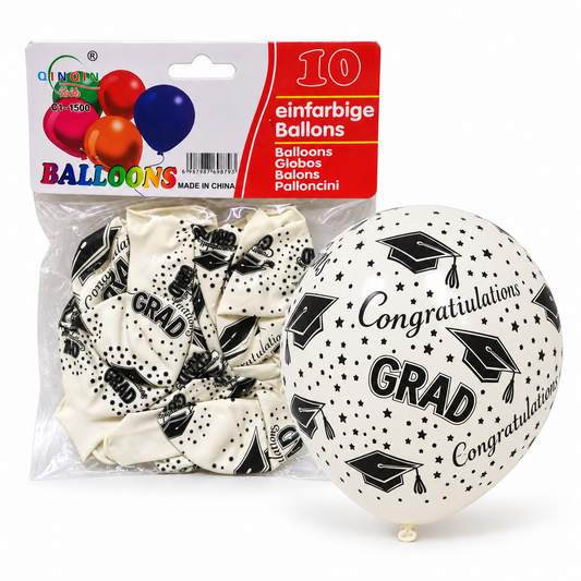Balloons Graduation Printed || بالونات تخرج لون ابيض مطبوعة