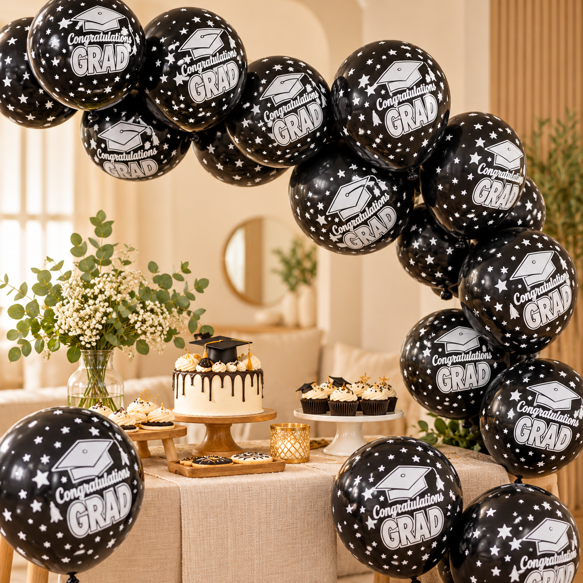 Balloons Graduation Printed || بالونات تخرج مطبوعة – inflated balloons in a party setting