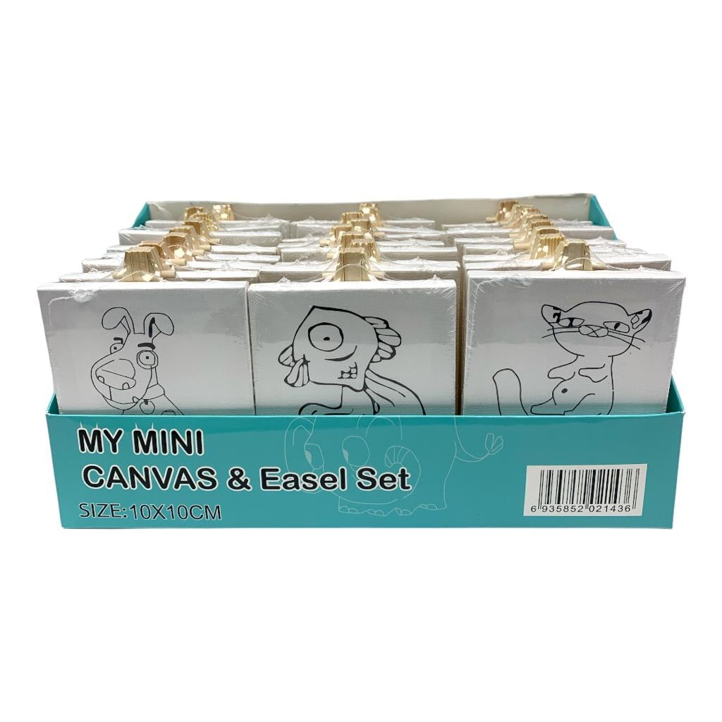 Printed Canvas Set For Kids 24 pcs 10 x 10 cm Assorted Models || مجموعة كانفاس مع ستاند للاطفال ٢٤ حبة ١٠*١٠ سم موديلات متنوعة