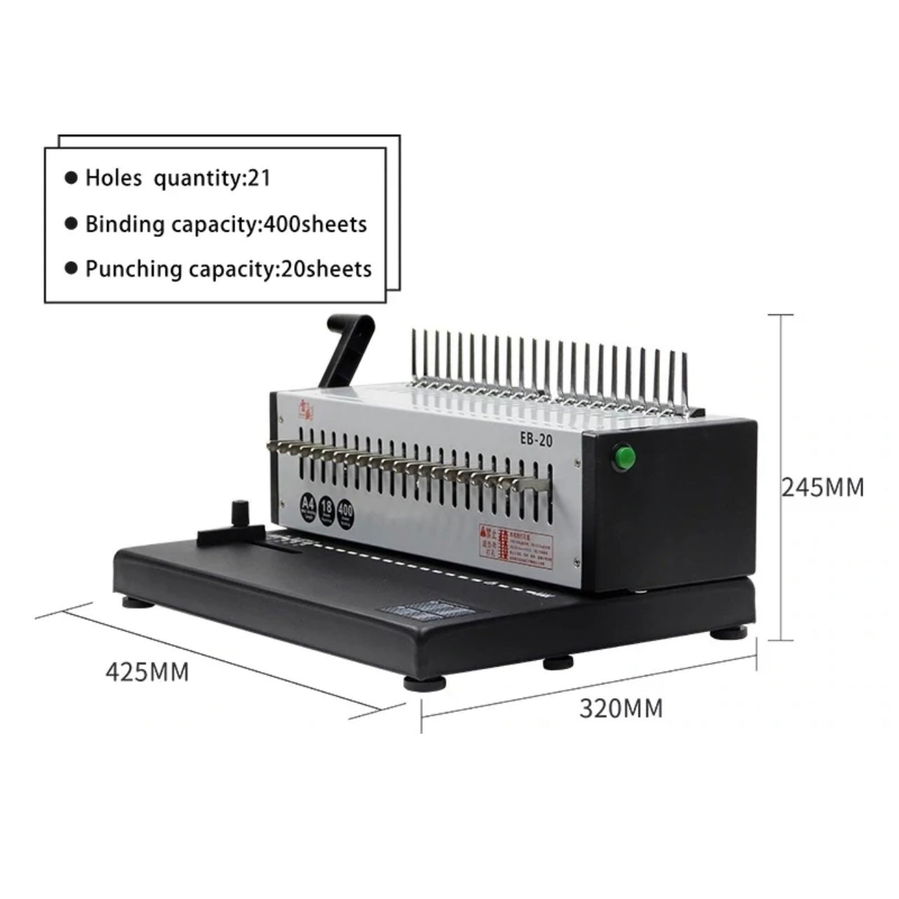SMQ RAYSON Electric Comb Binding Machine Metal Body 20 sheets HEAVY DUTY EB-20 || ماكينة تجليد كهربائي تغليف حلزوني من رايسون جسم معدني 20 ورقة شديدة التحمل EB-20
