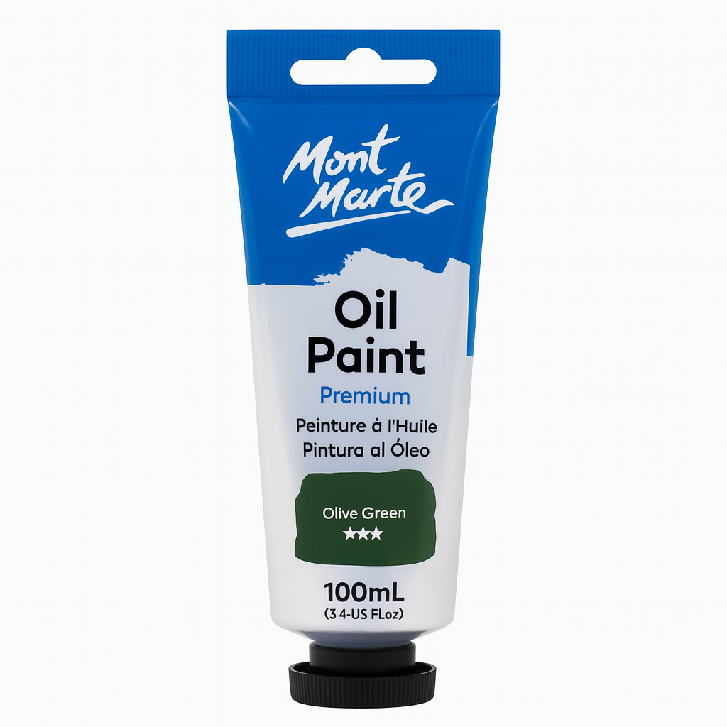 Mont Marte Premium Oil Paint 100 ml Olive Green || الوان زيتية مونت مارت ١٠٠ مل لون اخضر زيتي