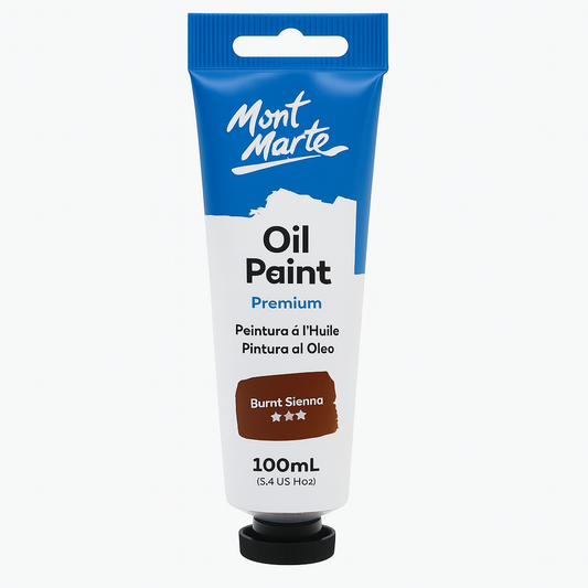 Mont Marte Premium Oil Paint 100 ml Burnt Sienna || الوان زيتية مونت مارت ١٠٠ مل لون سياننا محروق