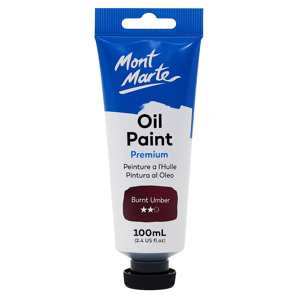 Mont Marte Premium Oil Paint 100 ml Burnt Umber || الوان زيتية مونت مارت ١٠٠ مل لون بني محروق