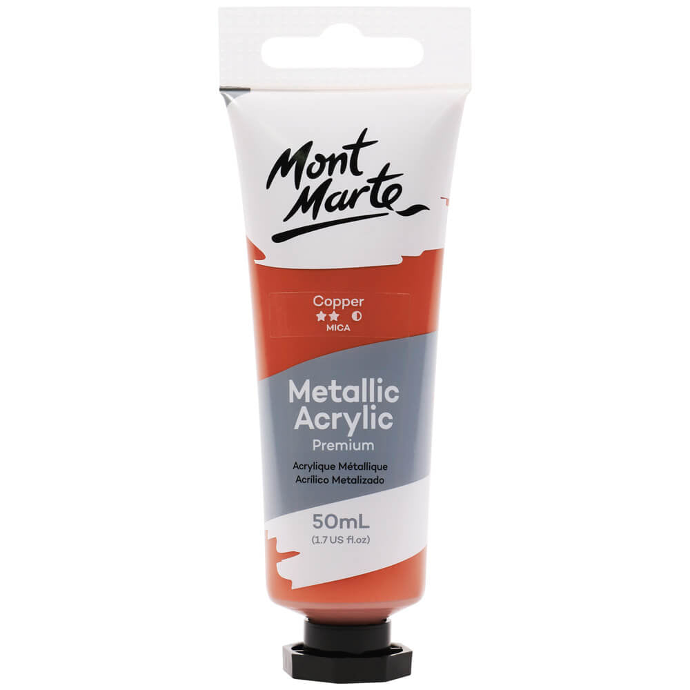 Marte Premium Metallic Acrylic 50 ml Copper || الوان اكريليك ميتاليك مونت مارت ٥٠ مل لون نحاسي