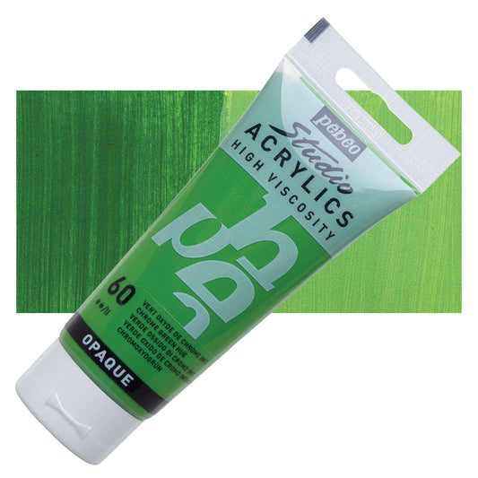 Pebeo Studio Acrylics High Viscosity 100 ml Chrome Green Hue  || الوان بيبيو اكريليك 100 مل اخضر كروم