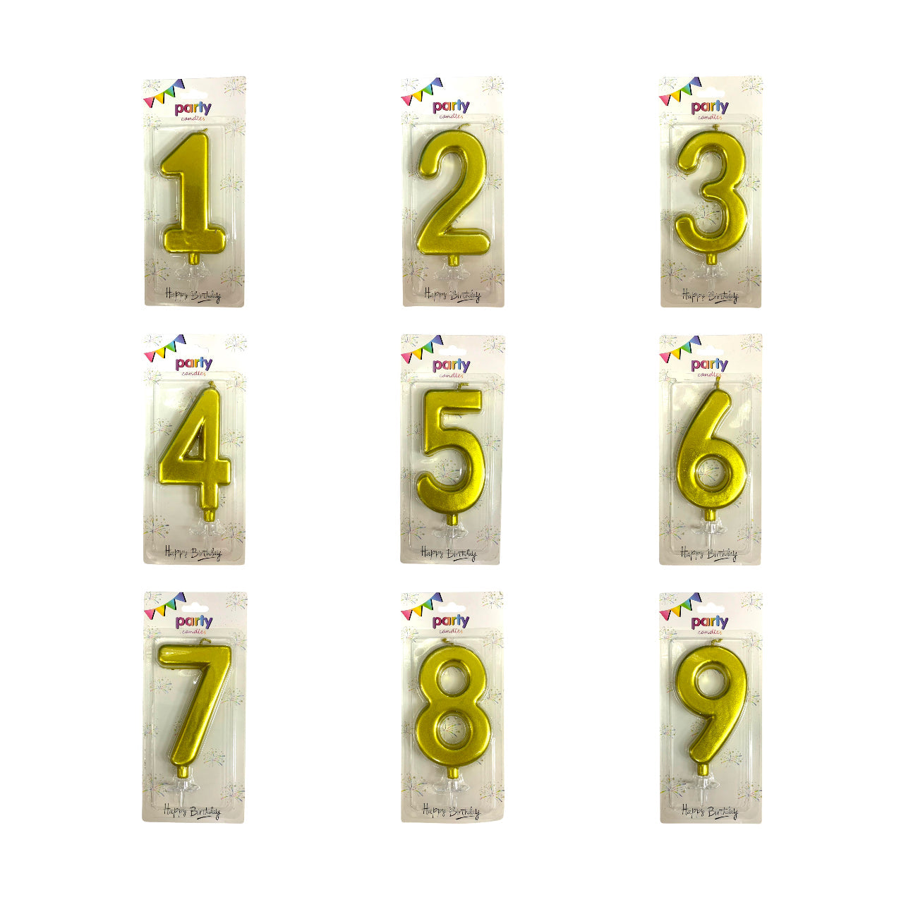 Birthday Candles Gold Color from 0-9 || شموع اعياد ميلاد لون ذهبي من ٠-٩