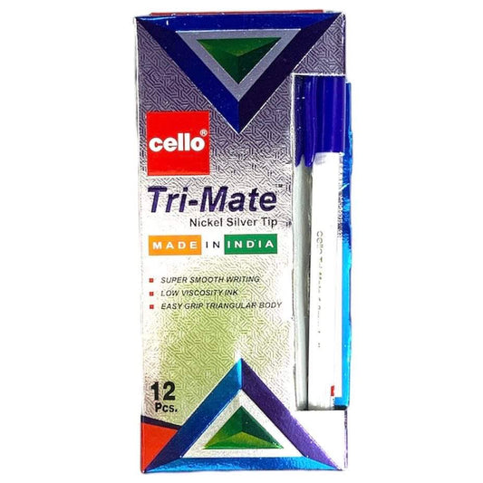 Cello Tri-Mate 12 Blue Pens || اقلام حبر سيلو ١٢ قلم لون ازرق