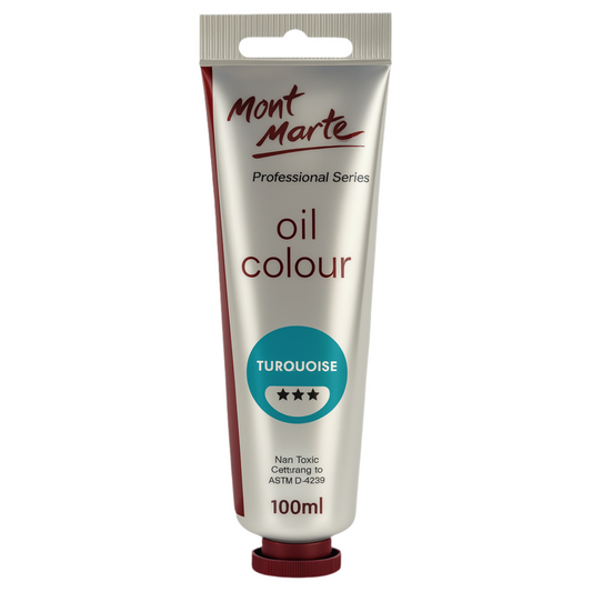 Mont Marte Premium Oil Paint 100 ml Turquoise || الوان زيتية احترافية مونت مارت ١٠٠ مل لون تركواز