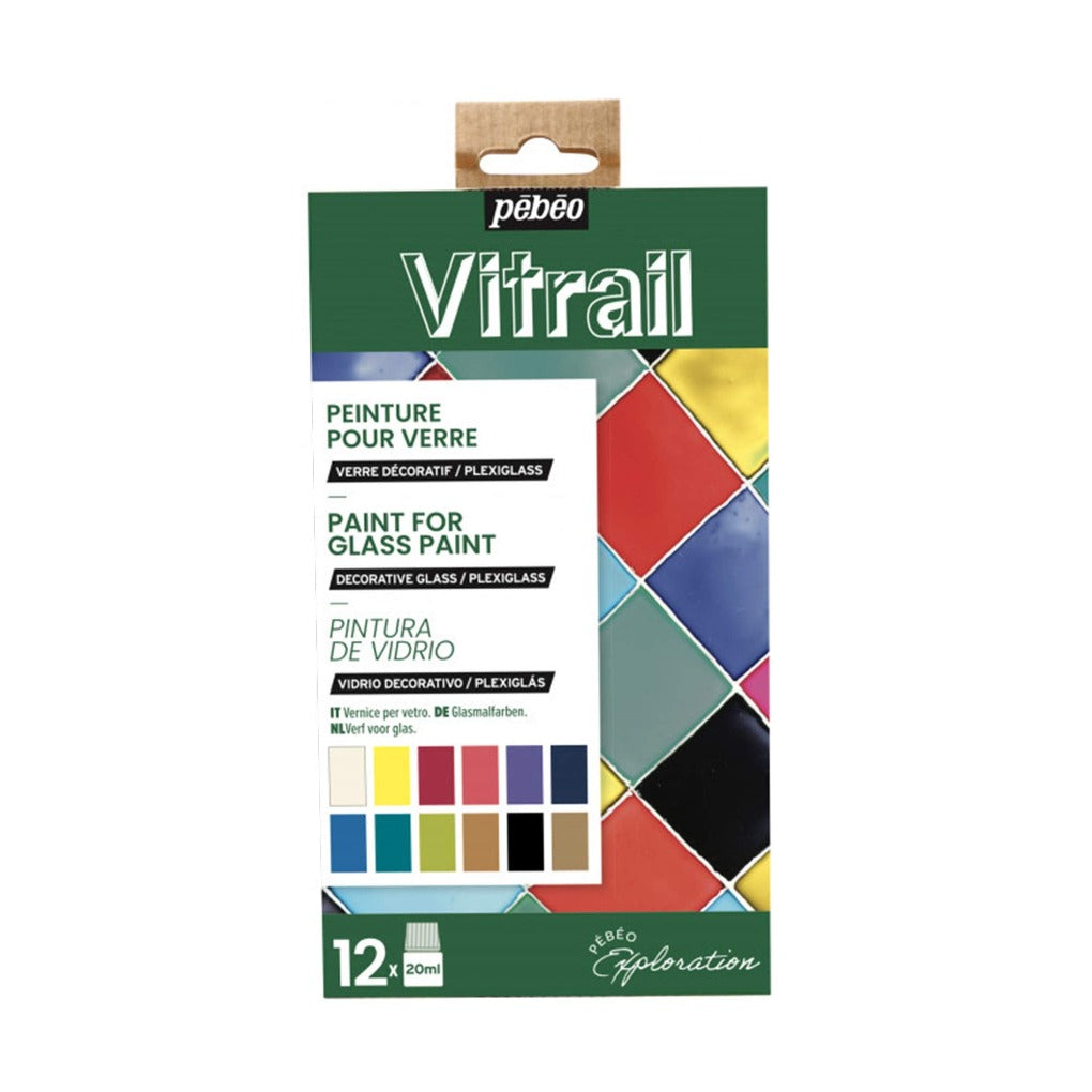 Pebeo Vitrail Glass Paint Set 12 Colors 20 ml || مجموعه الوان زجاج بيبيو فيترال 12 لون حجم 20 مل