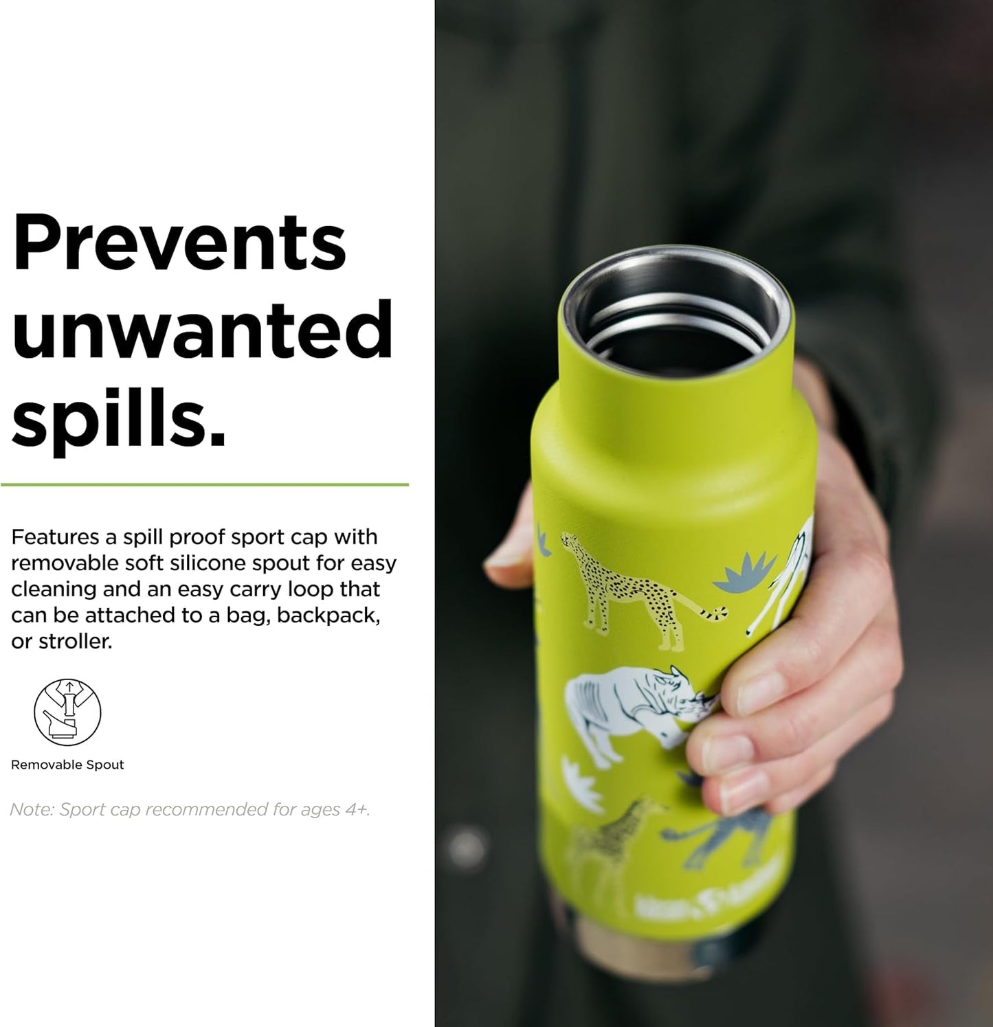 Klean Kanteen Kid Classic Narrow 355ml (w/ Sippy Cap) Safari || مطارة ماء كليين كانتيين 355 مل شكل سفاري