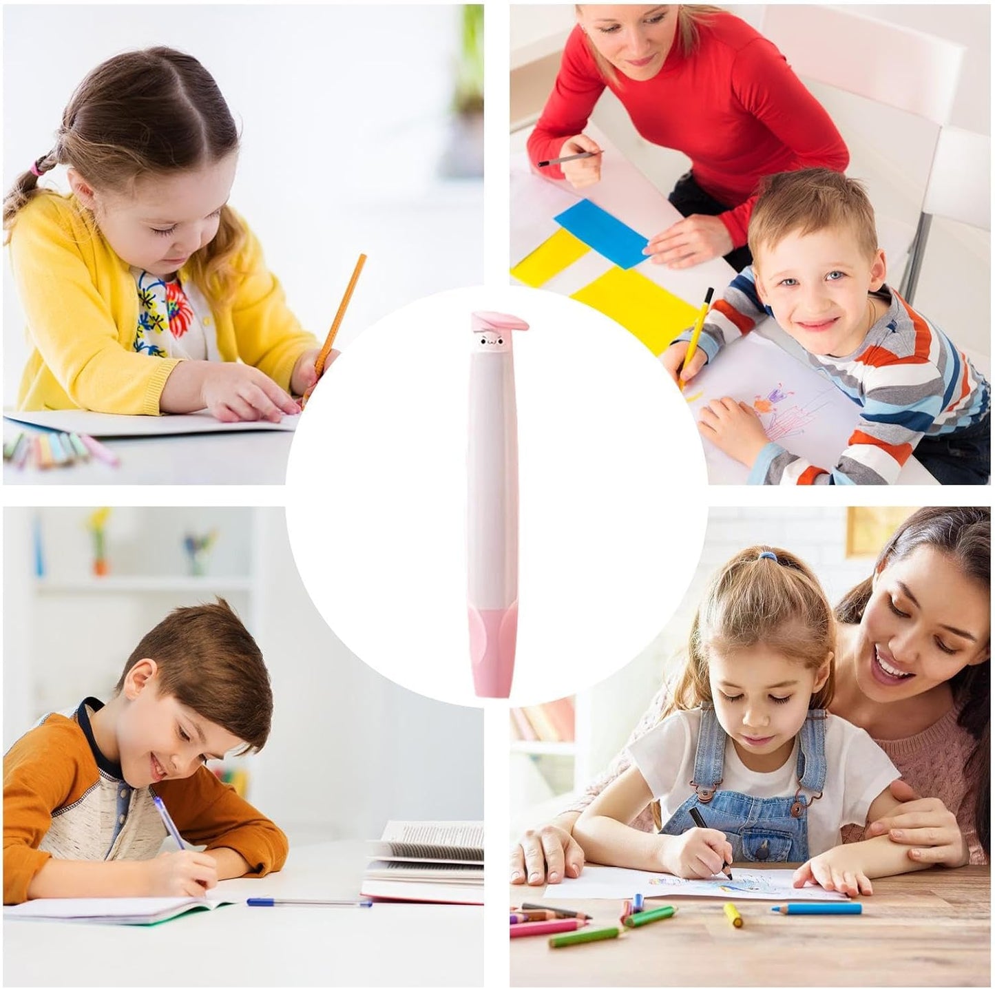 Silicone Hand Writing Aid Pencil Holder For Kids Pink Color || مسكة قلم كاملة للاطفال لون وردي