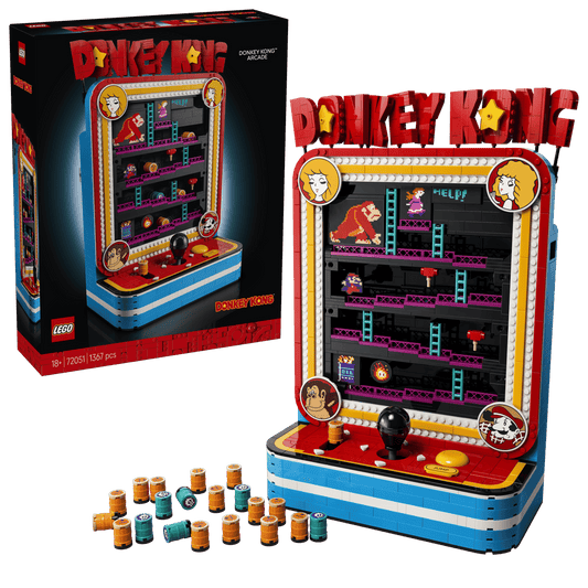 LEGO Donkey Kong Arcade 72051 box and built set