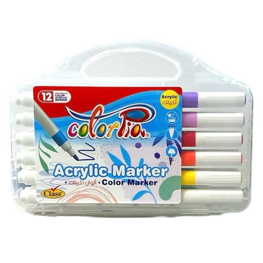 Colorpia Acrylic Markers 12 Colors || الوان اكريليك ماركرز كولوربيا ١٢ لون