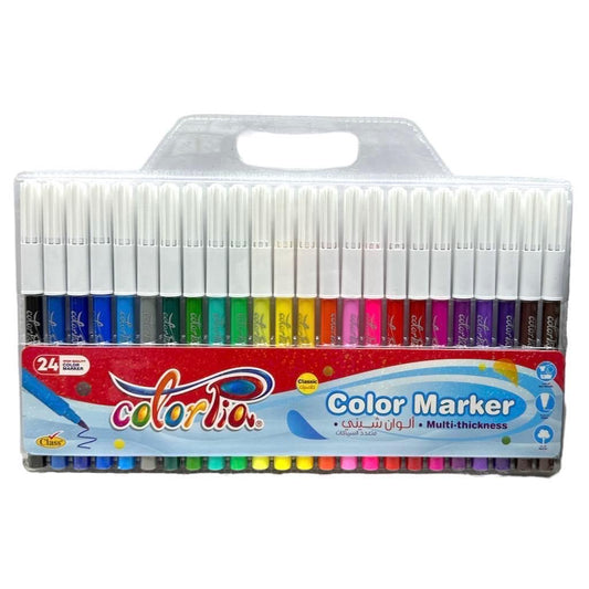 Colorpia Color Markers Multi Thickness 24 Colors || الوان شينشة متعددة السماكة ٢٤ لون