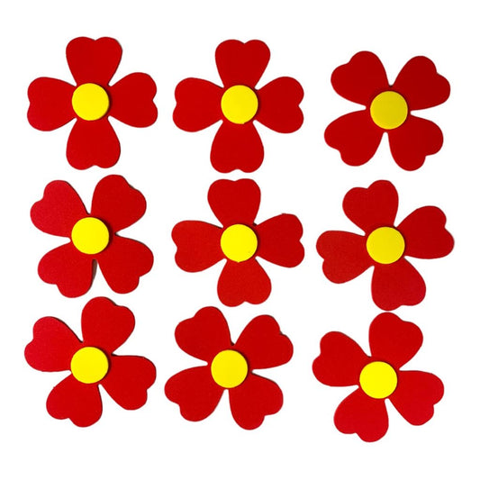 Red Big Flowers Arts and Crafts Shapes Felt || استراتيجيات اشكال فوم ورد كبير لون احمر