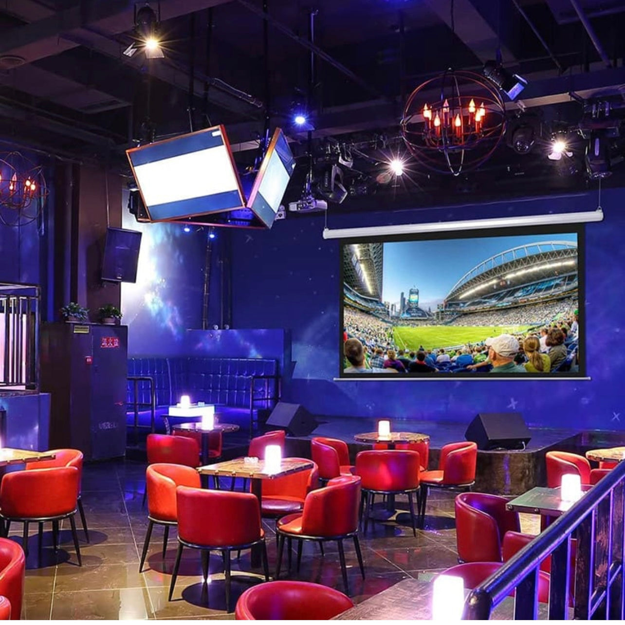 SMQ Electric Projector Screen with RF (100 inch) || اس ام كيو شاشة عرض كهربائية مع ريموت (100 بوصية)