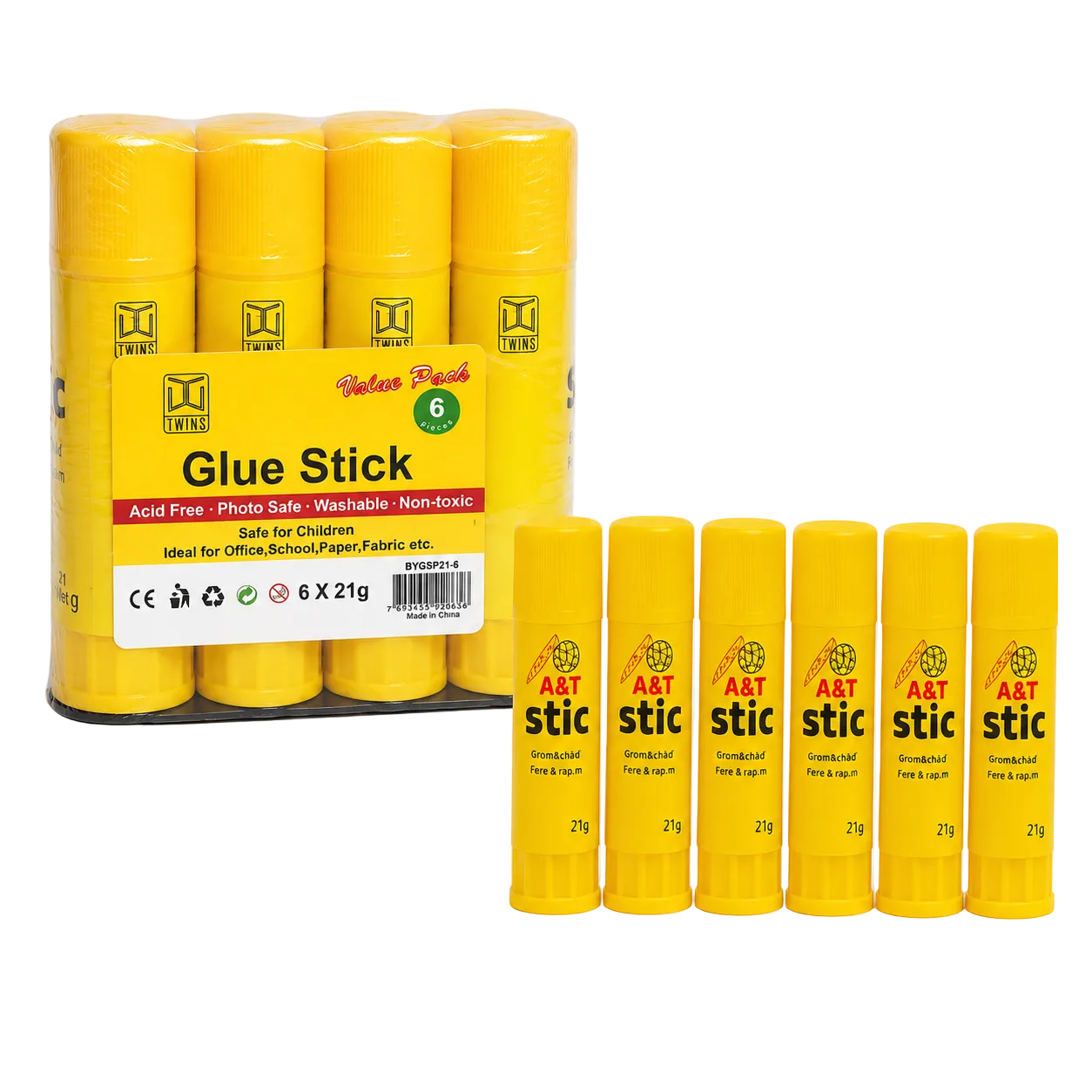 A&T Glue Stic Offer 6 Pcs 21 g || عرض صمغ اي اند تي ستك 6 حبة 21 جرام حجم كبير