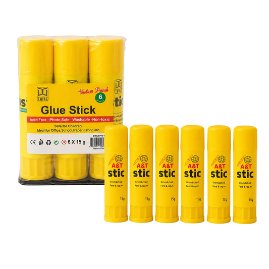 A&T Glue Stic Offer 6 Pcs 15 g || عرض صمغ اي اند تي ستك 6 حبة 15 جرام حجم كبير