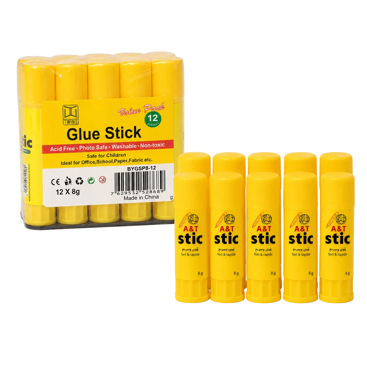 A&T Glue Stic Offer 12 Pcs 8 g || عرض صمغ اي اند تي ستك 12 حبة حجم صغير