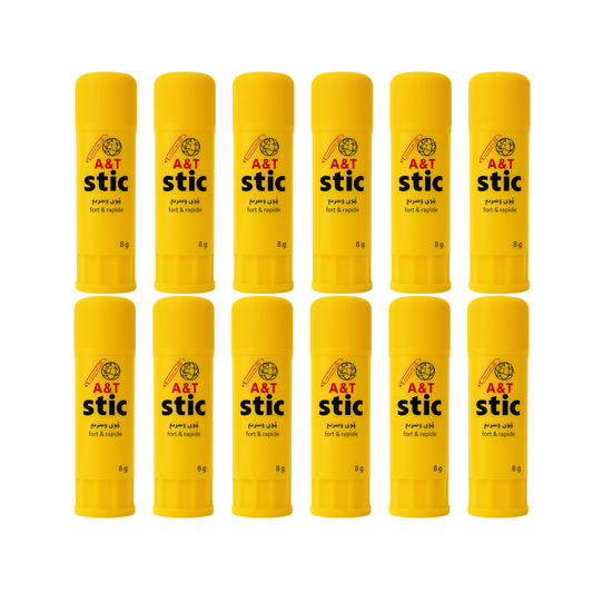 A&T Glue Stic Offer 12 Pcs 8 g || عرض صمغ اي اند تي ستك 12 حبة حجم صغير