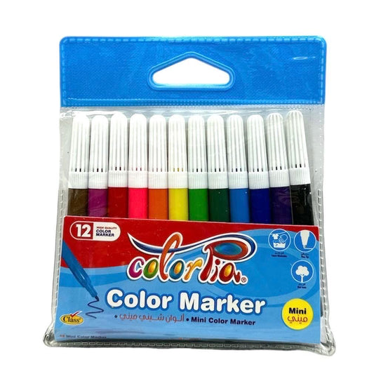 Colorpia Mini Color Markers 12 Colors || الوان شينية قصيرة كولوربيا ١٢ لون