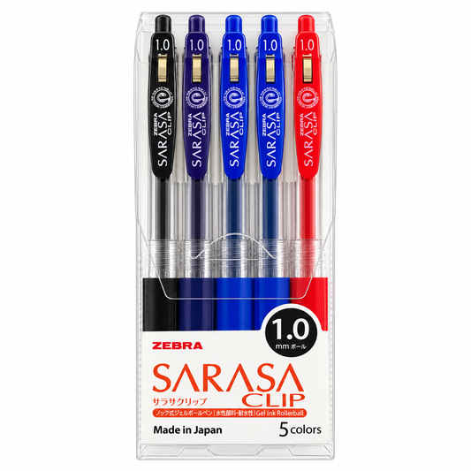 Zebra Sarasa Clip 1.0 mm 5 Pen Set || طقم أقلام زيبرا ساراسا كليب 1.0 مم - 5 ألوان