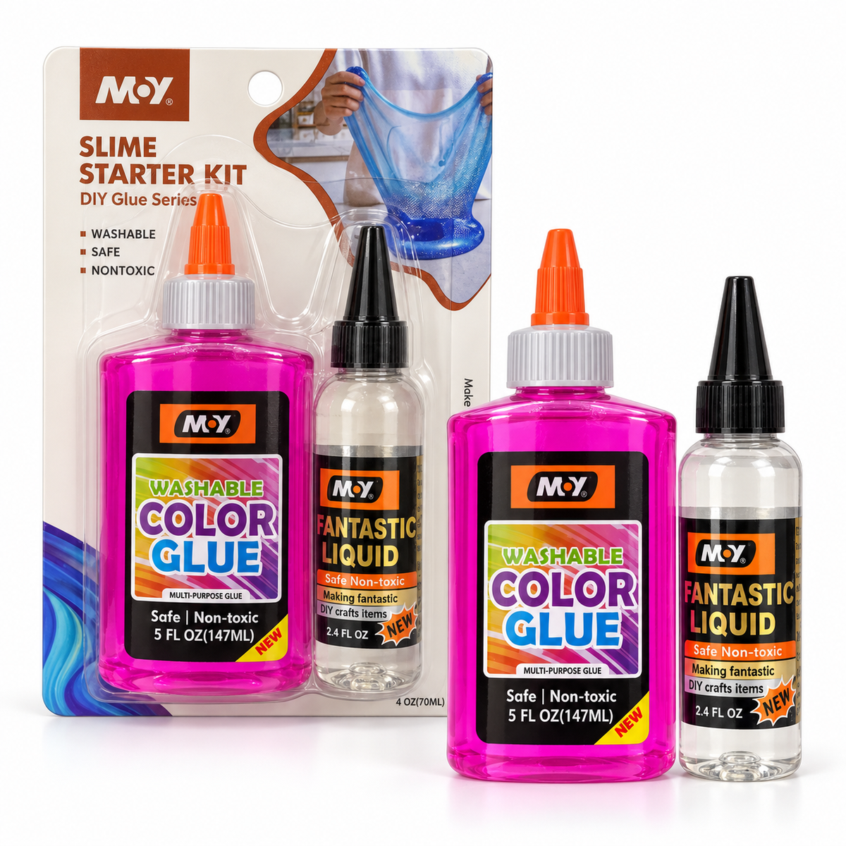 M&Y Slime Starter Kit Pink Color Glue || إم آند واي مجموعة سلايم للمبتدئين غراء ملون وردي