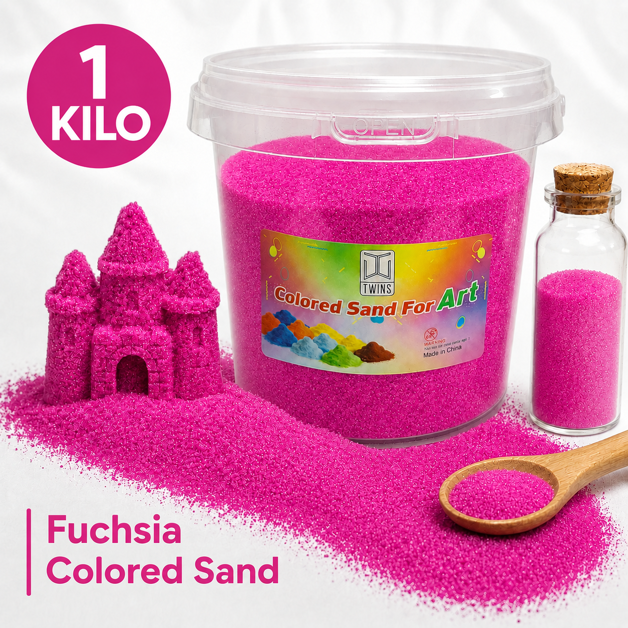 Twins Colored Sand 1 Kilo Fuchsia || رمل ملون توينز 1 كيلو فوشي